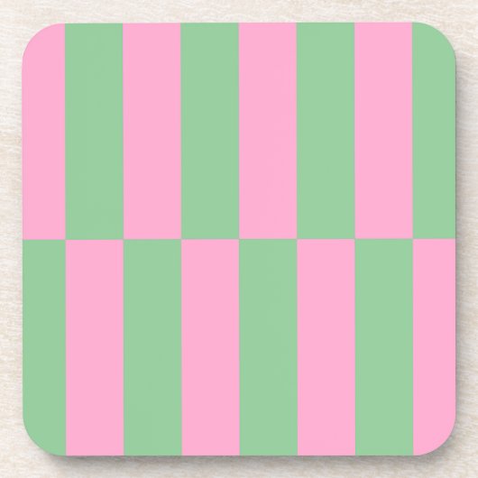 Geometrisches Muster mit rosa und grünem Streifen Getränkeuntersetzer (Vorderseite)