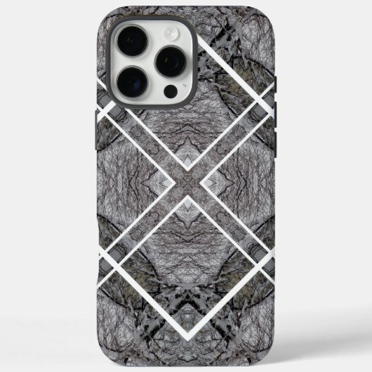 Geometrisches Muster mit schneebedeckten Winterbäu Case-Mate iPhone Hülle (Rückseite)