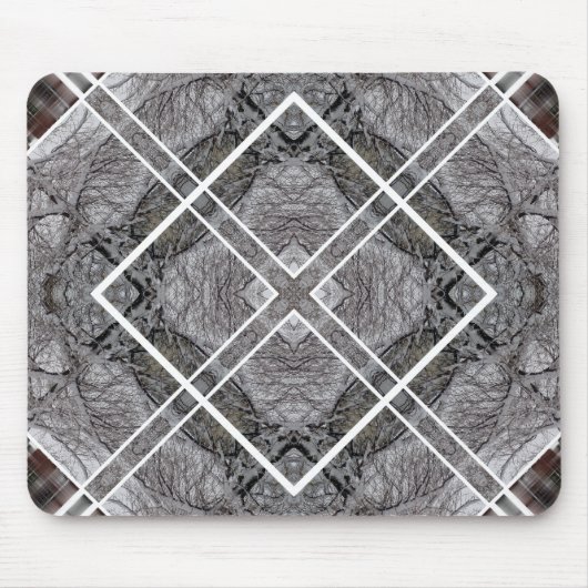 Geometrisches Muster mit schneebedeckten Winterbäu Mousepad (Vorne)