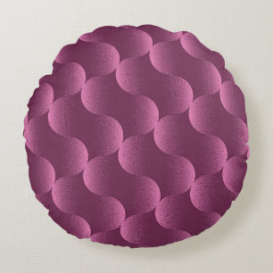 Geometrisches Muster mit strahlenden Magenta-Kreis Rundes Kissen