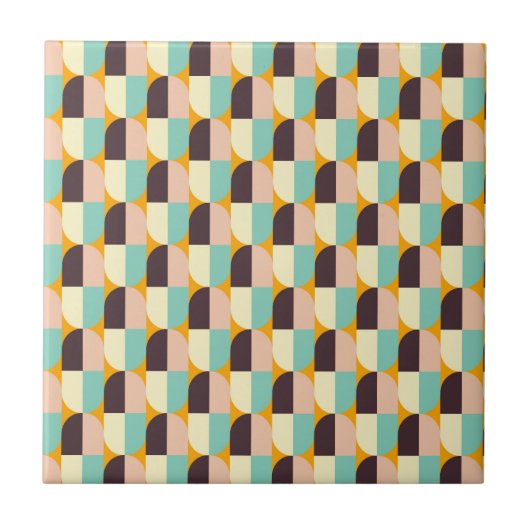 Geometrisches Muster mit überlappenden Halbkreisen Fliese (Vorderseite)