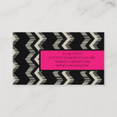 Geometrisches Muster Mode rosa Schwarz-weiß Zickza Visitenkarte (Rückseite)