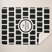 Geometrisches Muster Moderne Schwarz-Weiß-Sherpa B Sherpadecke (Vorderseite (Horizontal))