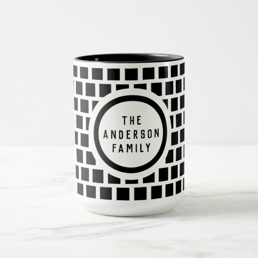 Geometrisches Muster Moderne Schwarz-Weiß-Tasse Tasse (Zentrum)