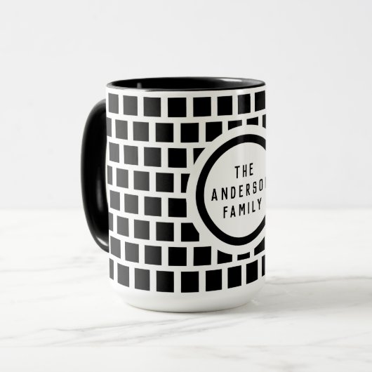 Geometrisches Muster Moderne Schwarz-Weiß-Tasse Tasse (Vorderseite Links)