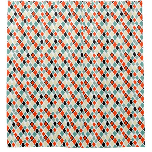 geometrisches Muster moderner Retrofarben Duschvorhang (Vorderseite)