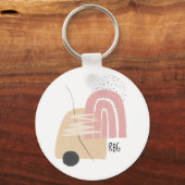 Geometrisches Muster Modernes Design Monogramm Schlüsselanhänger (Vorderseite)