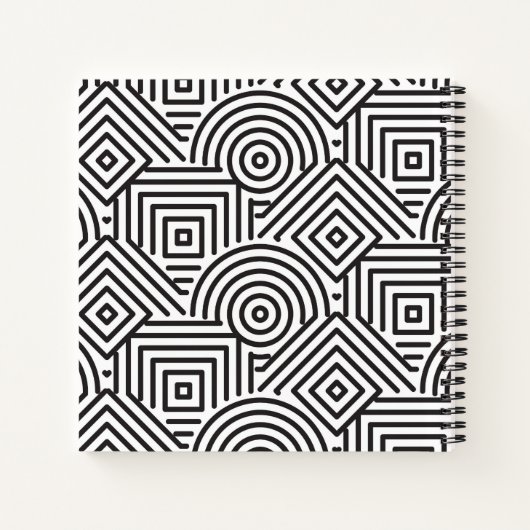 Geometrisches Muster Modernes Schwarz/Weiß Notizblock (Rückseite)