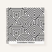 Geometrisches Muster Modernes Schwarz/Weiß Notizblock (Vorderseite)