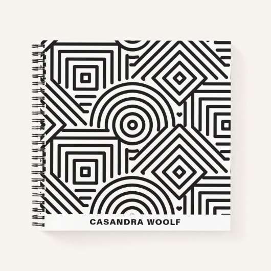 Geometrisches Muster Modernes Schwarz/Weiß Notizblock (Vorderseite)