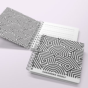 Geometrisches Muster Modernes Schwarz/Weiß Notizblock