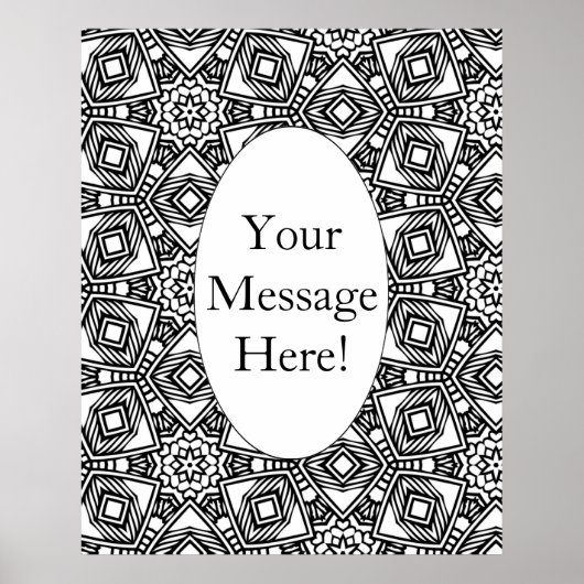 Geometrisches Muster Oval Border Aduloring Page Poster (Vorne)