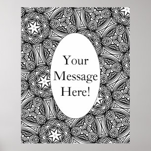 Geometrisches Muster Oval Border Aduloring Page Poster