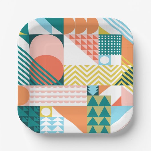 Geometrisches Muster Pappteller (Vorderseite)