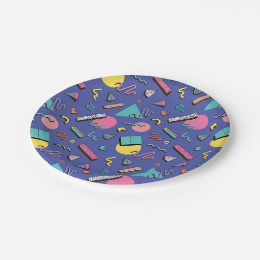 geometrisches Muster Pappteller (Schrägansicht)