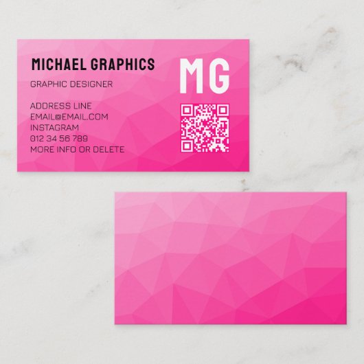 Geometrisches Muster QR-Code Monogram Visitenkarte (Vorne/Hinten)