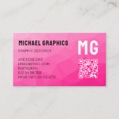 Geometrisches Muster QR-Code Monogram Visitenkarte (Vorderseite)
