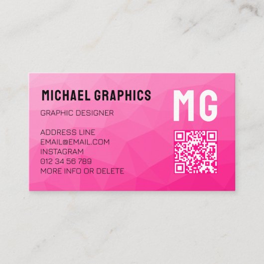 Geometrisches Muster QR-Code Monogram Visitenkarte (Vorderseite)