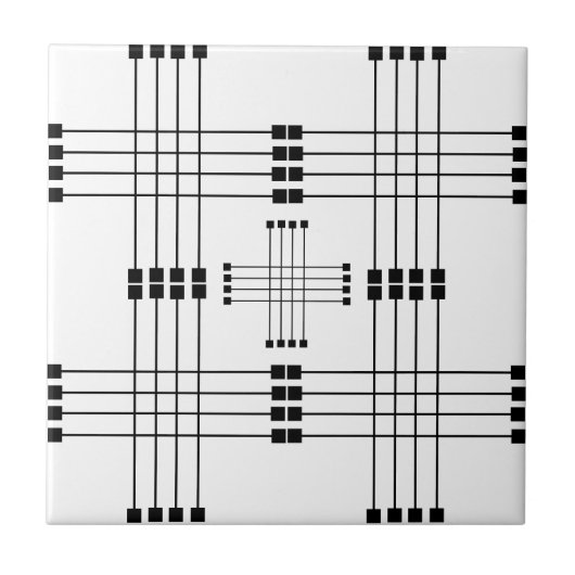 Geometrisches Muster | Quadrate | Linien | weiß | Fliese (Vorderseite)