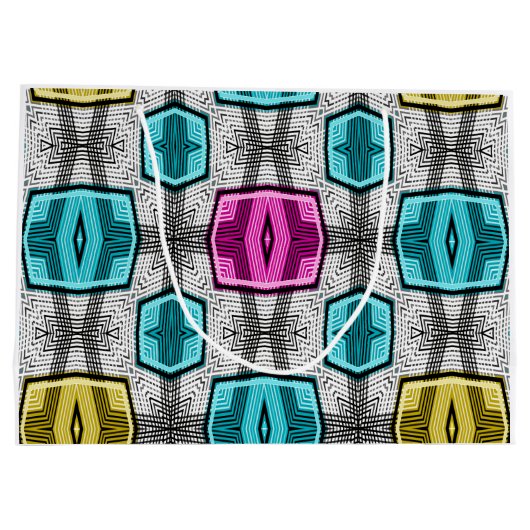 Geometrisches Muster Retro Große Geschenktüte (Rückseite)