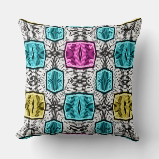 Geometrisches Muster Retro Kissen (Vorderseite)