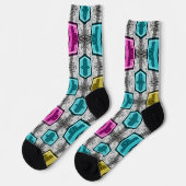 Geometrisches Muster Retro Socken (Linkes Detail)