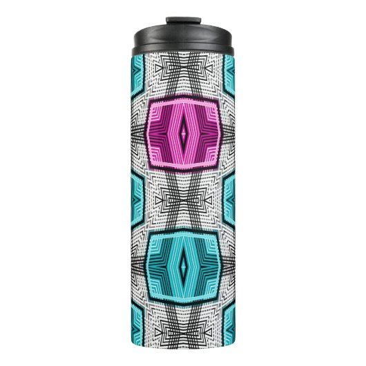 Geometrisches Muster Retro Thermosbecher (Vorderseite)