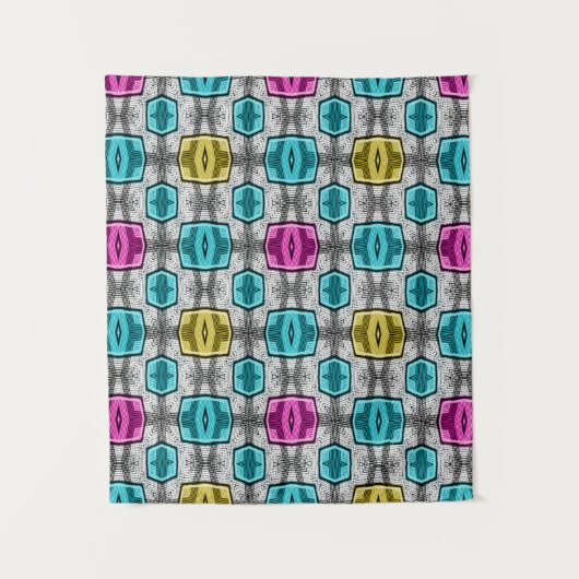 Geometrisches Muster Retro Wandteppich (Vorderseite)