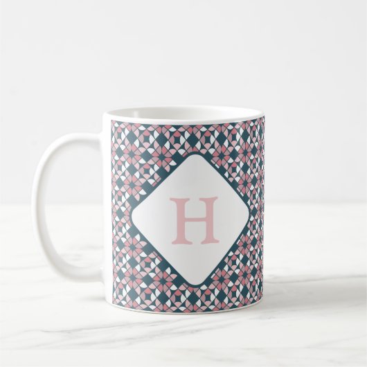 Geometrisches Muster, rosa und Aquamarin Kaffeetasse (Links)