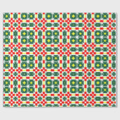 Geometrisches Muster Rot Grün Gelb Geschenkpapier (Flach)