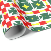 Geometrisches Muster Rot Grün Gelb Geschenkpapier (Rolleneckpunkt)