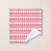 geometrisches Muster rot und rosa mit Interlo Badhandtuch Set (Waschlappen)