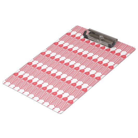 geometrisches Muster rot und rosa mit Interlo Klemmbrett (Schrägansicht)