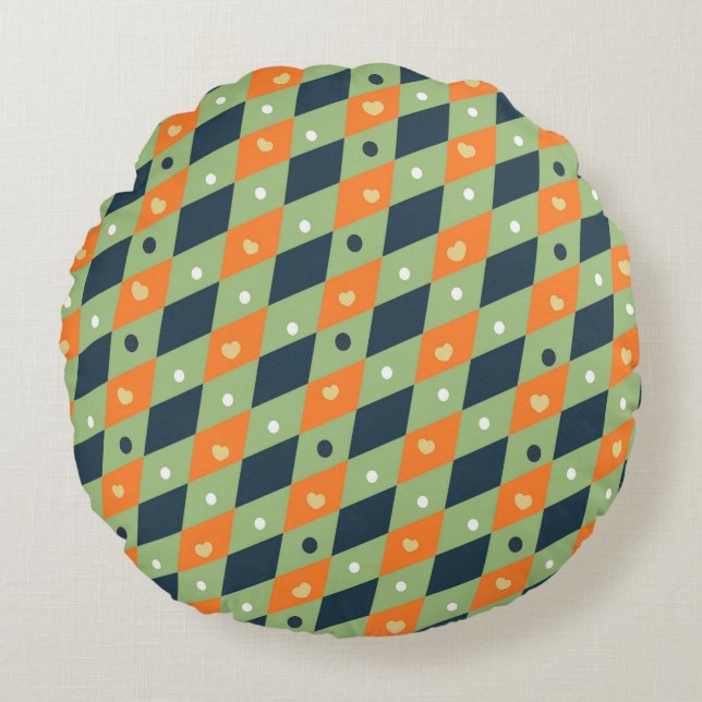 Geometrisches Muster Rundes Kissen (Vorderseite)