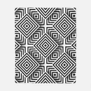 Geometrisches Muster. Schwarz und Weiß. Quadrate u Fleecedecke