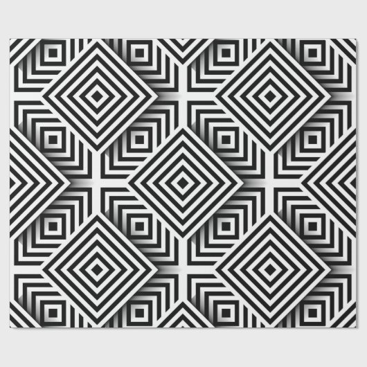 Geometrisches Muster. Schwarz und Weiß. Quadrate u Geschenkpapier (Flach)