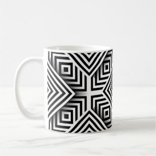 Geometrisches Muster. Schwarz und Weiß. Quadrate u Kaffeetasse