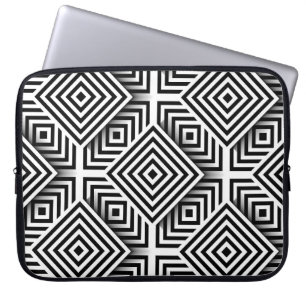Geometrisches Muster. Schwarz und Weiß. Quadrate u Laptopschutzhülle