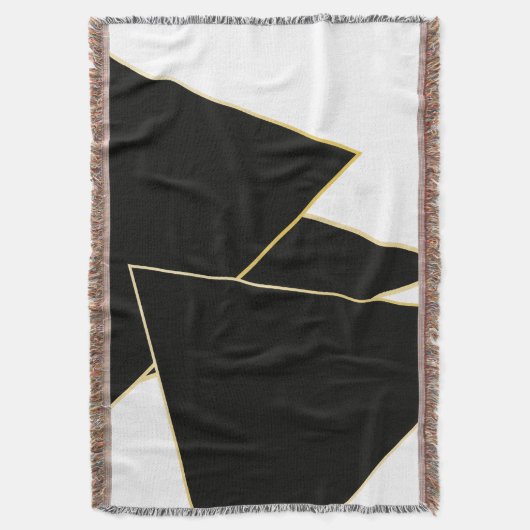 Geometrisches Muster Schwarz-weiß Gold Decke (Vorderseite Vertikal)