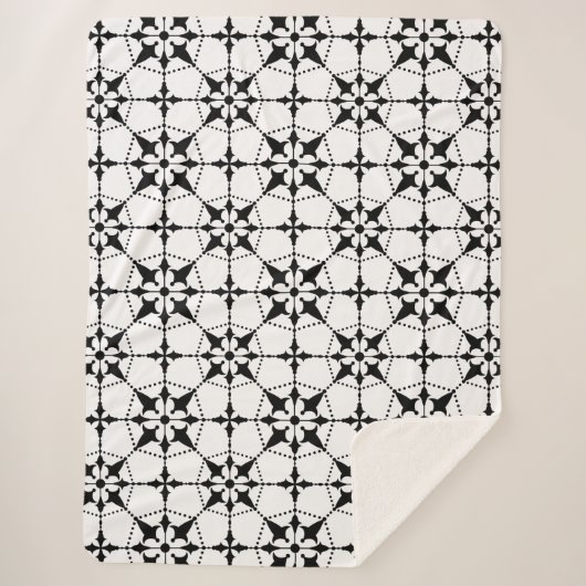 Geometrisches Muster Schwarz-weiß Sherpadecke (Vorderseite)