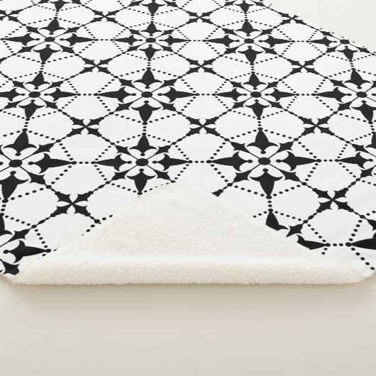 Geometrisches Muster Schwarz-weiß Sherpadecke (3/4)