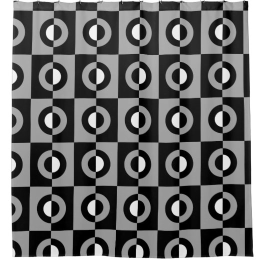 Geometrisches Muster Schwarz, Weiß und Grau Duschvorhang (Vorderseite)