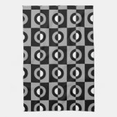 Geometrisches Muster Schwarz, Weiß und Grau Geschirrtuch (Vertikal)