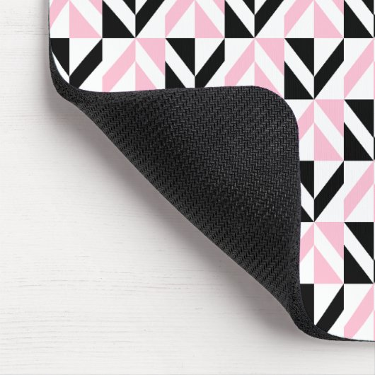 Geometrisches Muster Schwarz, Weiß und Rosa Mousepad (Ecke)