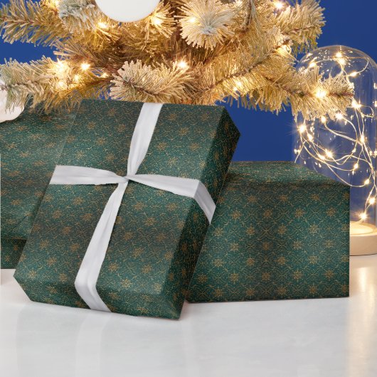 Geometrisches Muster | Smaragd-Sternenexplosion Geschenkpapier (Feiertage)