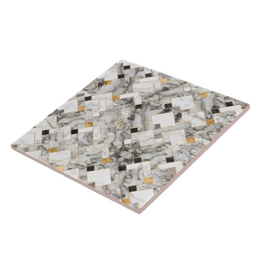 Geometrisches Muster - Textur aus weißem Marmor un Fliese (Seite)