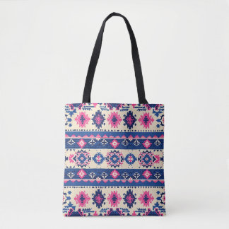 Geometrisches Muster Tote Beutel - Blaue und rosa Tasche