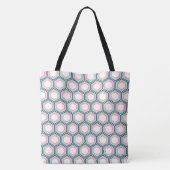 Geometrisches Muster und Monogramm mit blauem Grün Tasche (Rückseite)