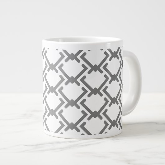 Geometrisches Muster verschiedener Größen, grau Jumbo-Tasse (Vorderseite Rechts)