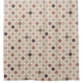 Geometrisches Muster von braunen und rosa Polka Pu Duschvorhang (Vorderseite)